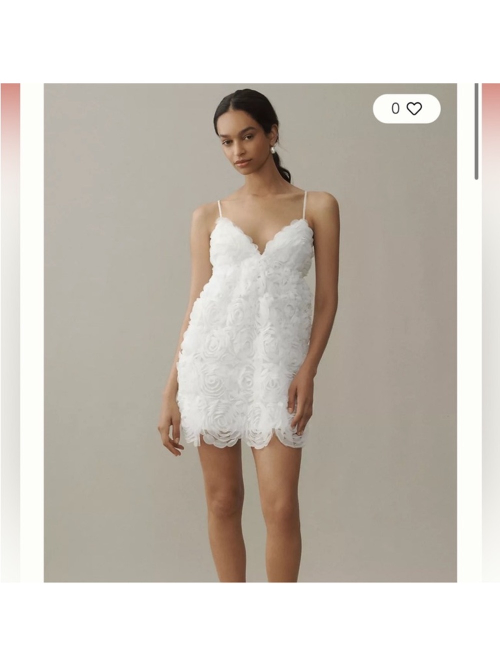 Anthropologie BHLDN V-Neck Tulle Rosette Mini Dress White size Small NWT NEW